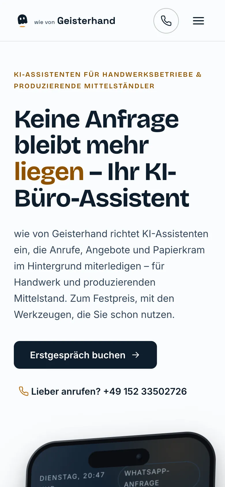 Geisterhand auf dem Smartphone